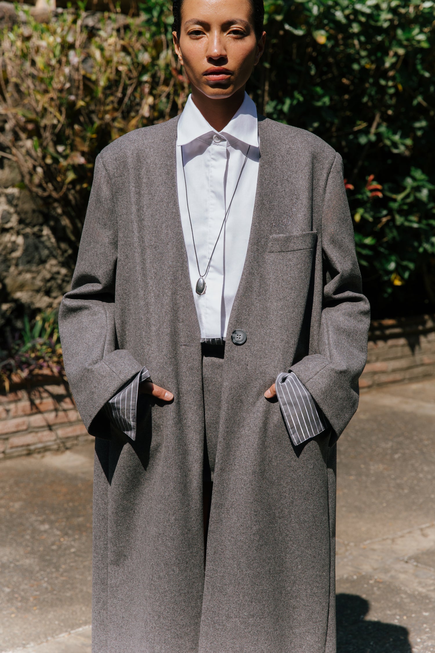 The Long Collarless Coat