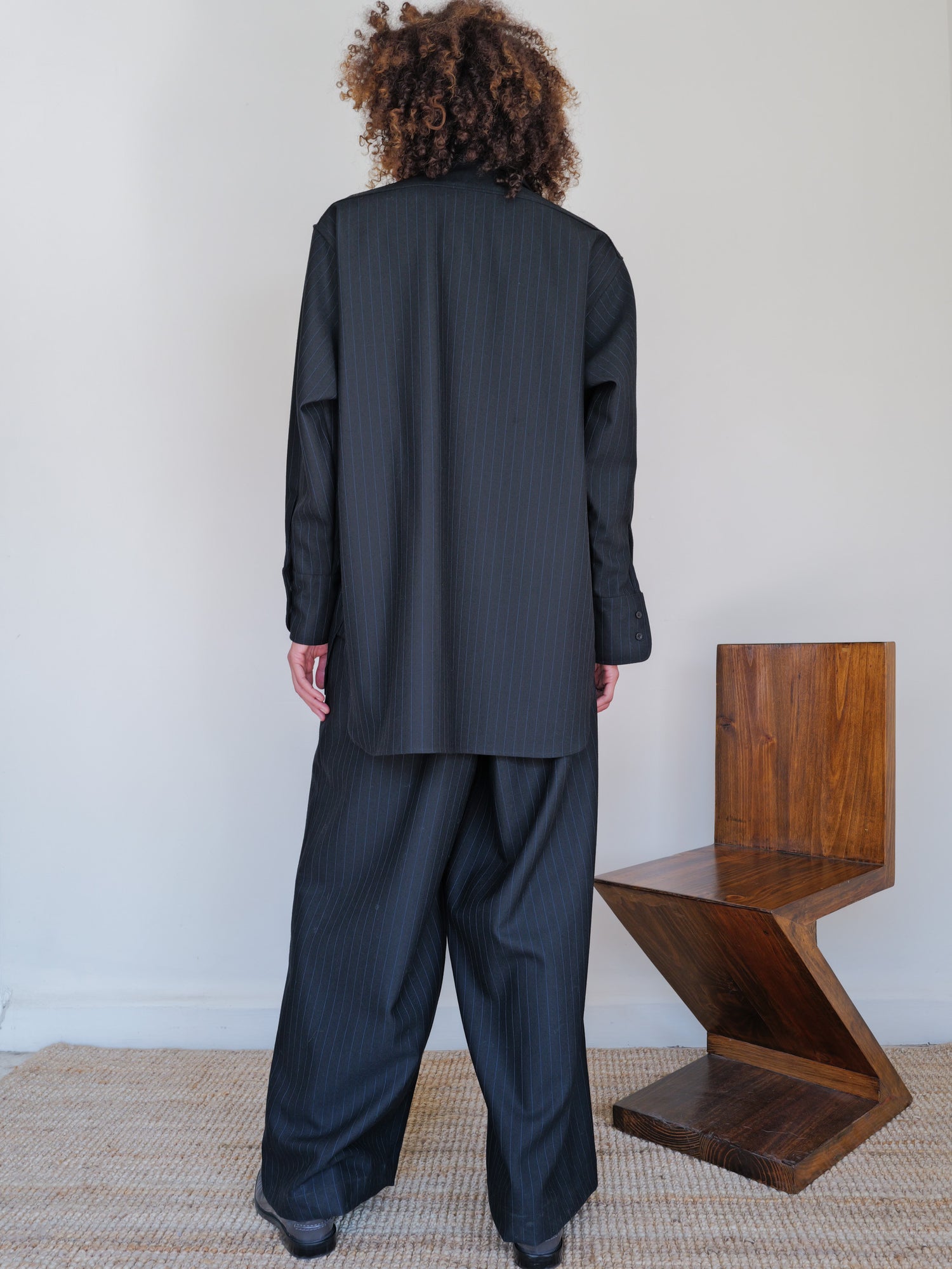 The Pinstripe Wool Boyfriend Shirt