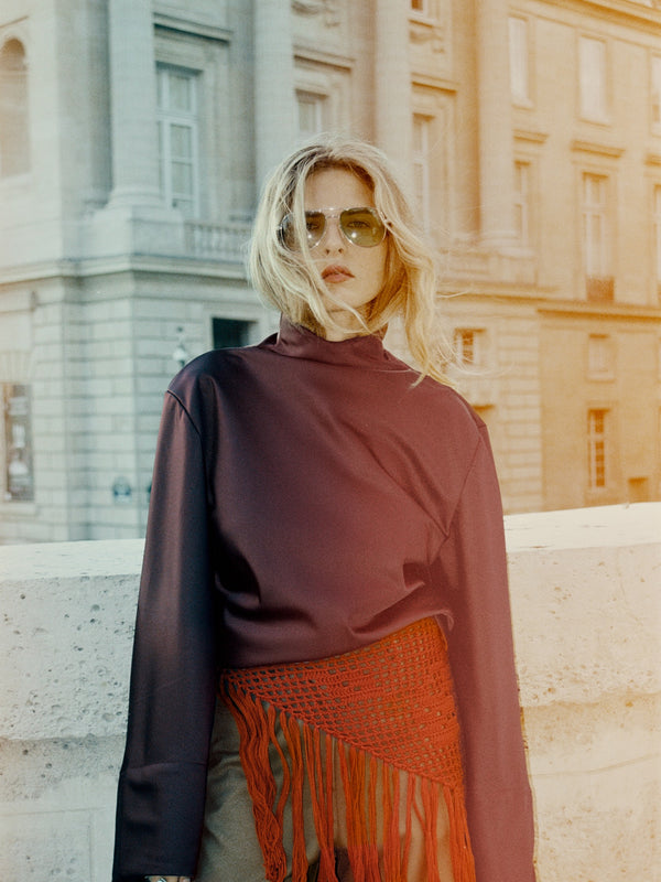 The Satin Wine Turtleneck