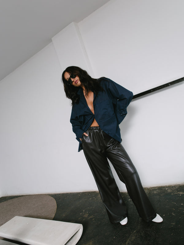 The Drawstring Trouser in Vegan Leather