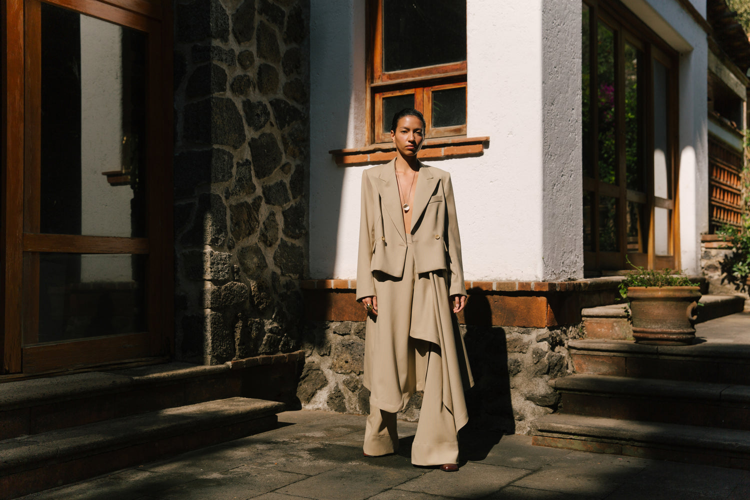 The Pinstripe Wool Flare Trouser