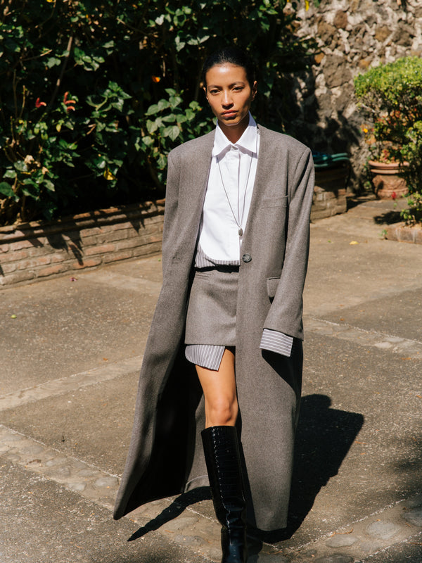 The Long Collarless Coat