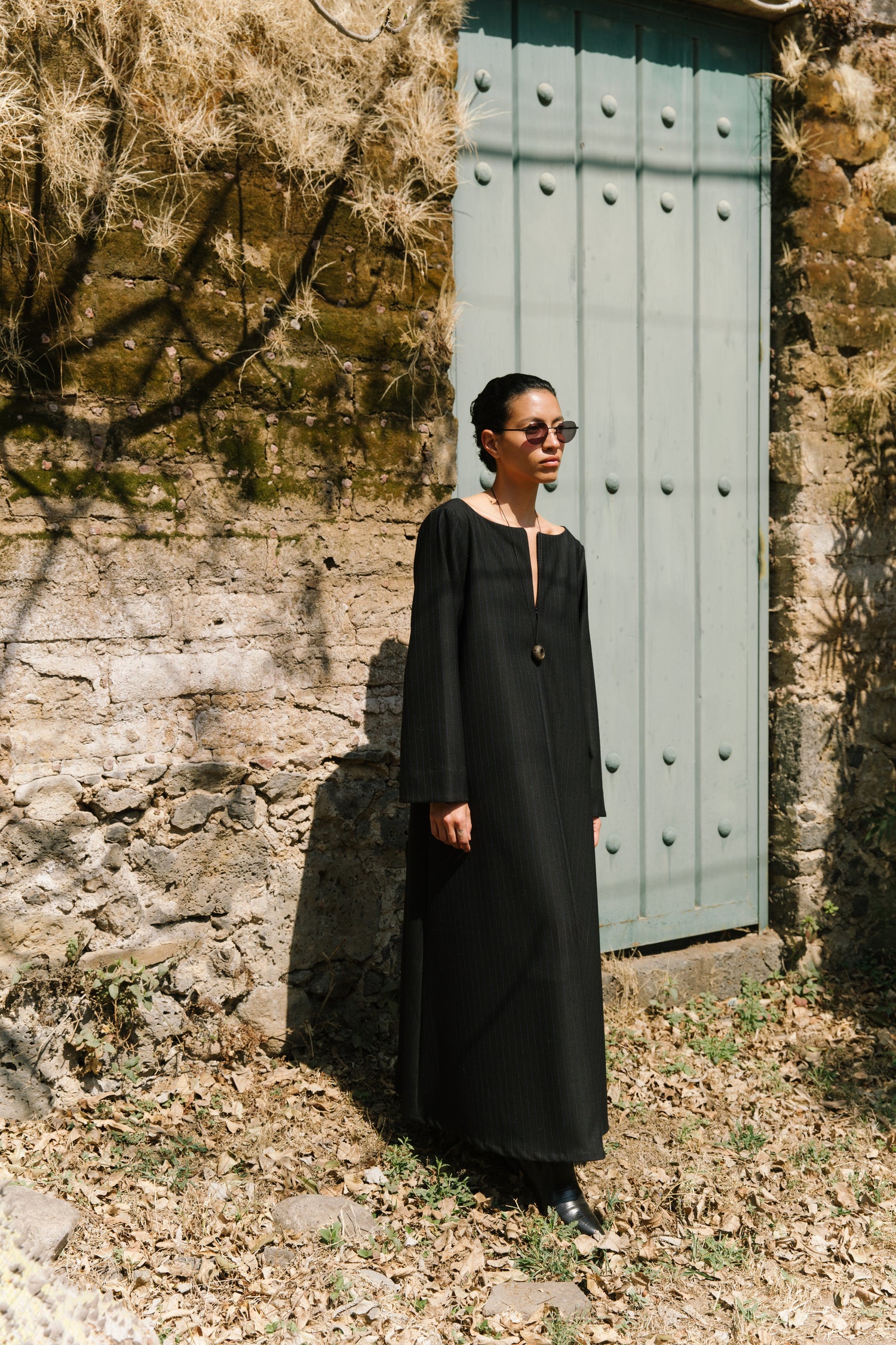 The Pinstripe Wool Kaftan