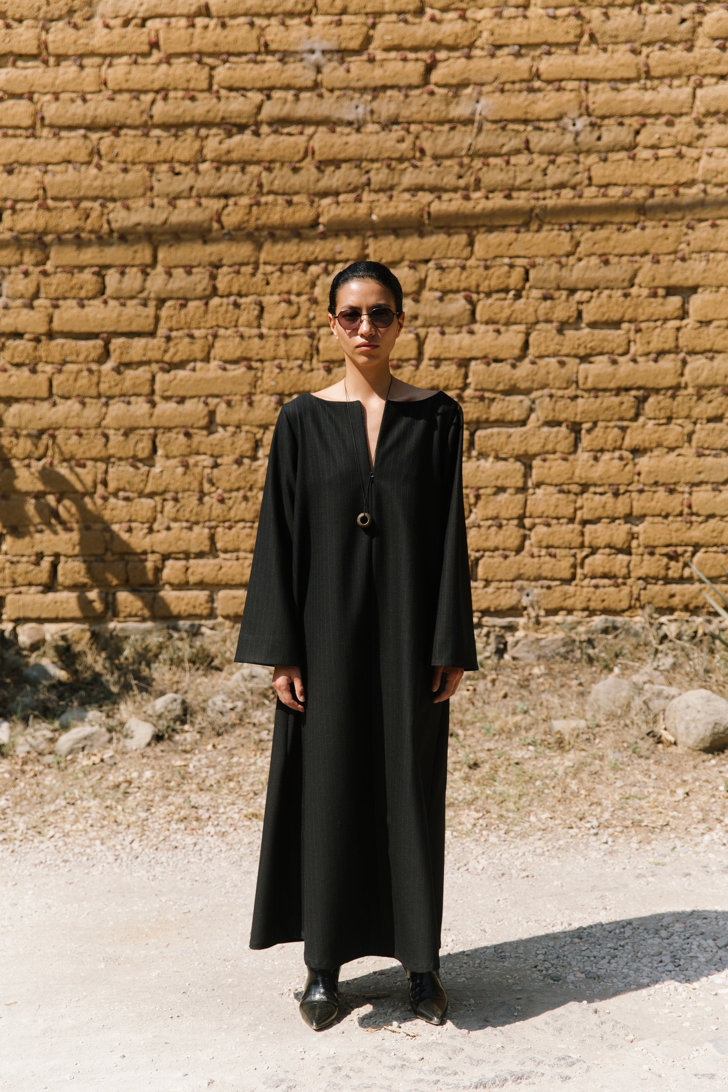 The Pinstripe Wool Kaftan