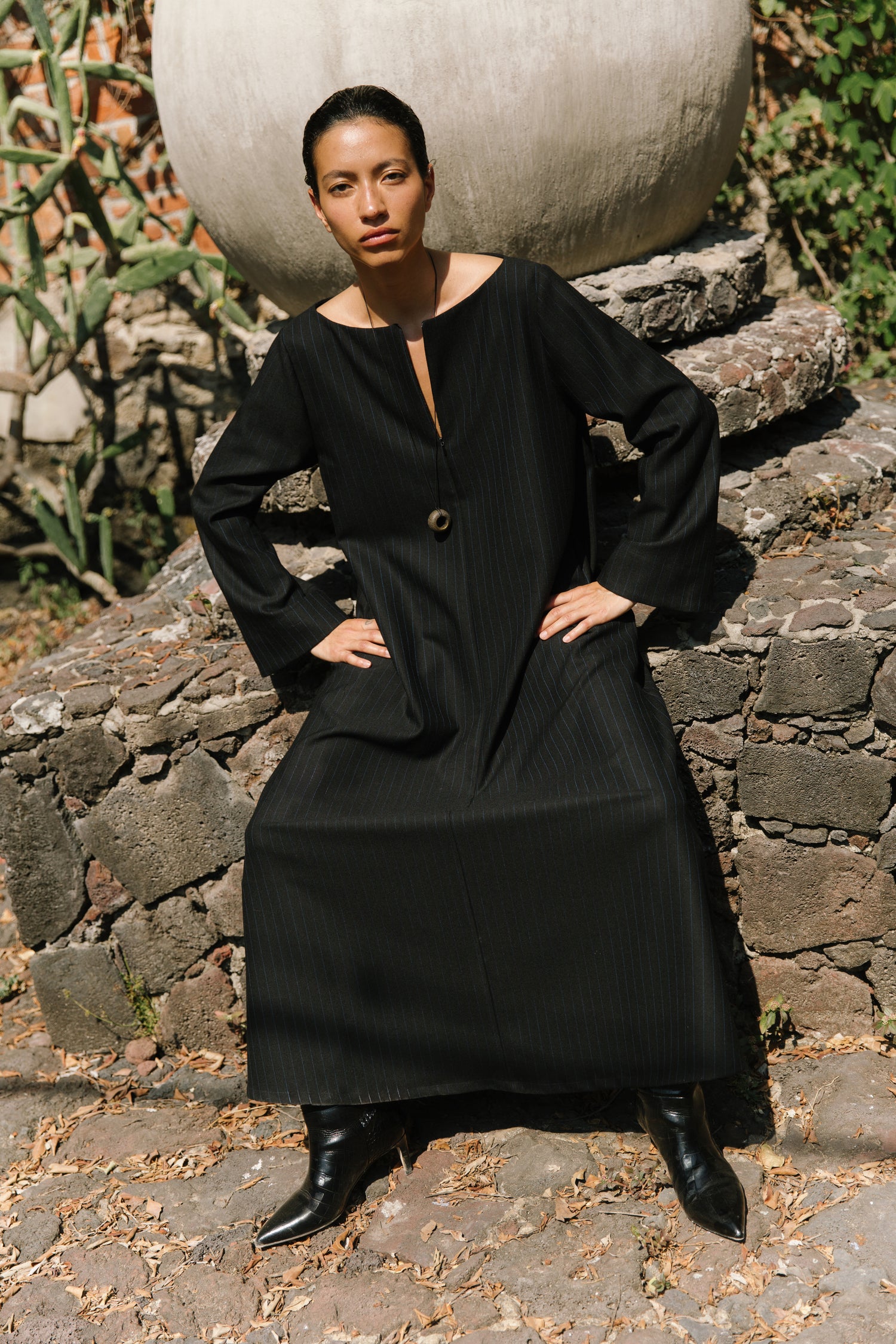 The Pinstripe Wool Kaftan