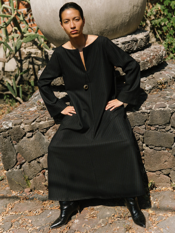The Pinstripe Wool Kaftan