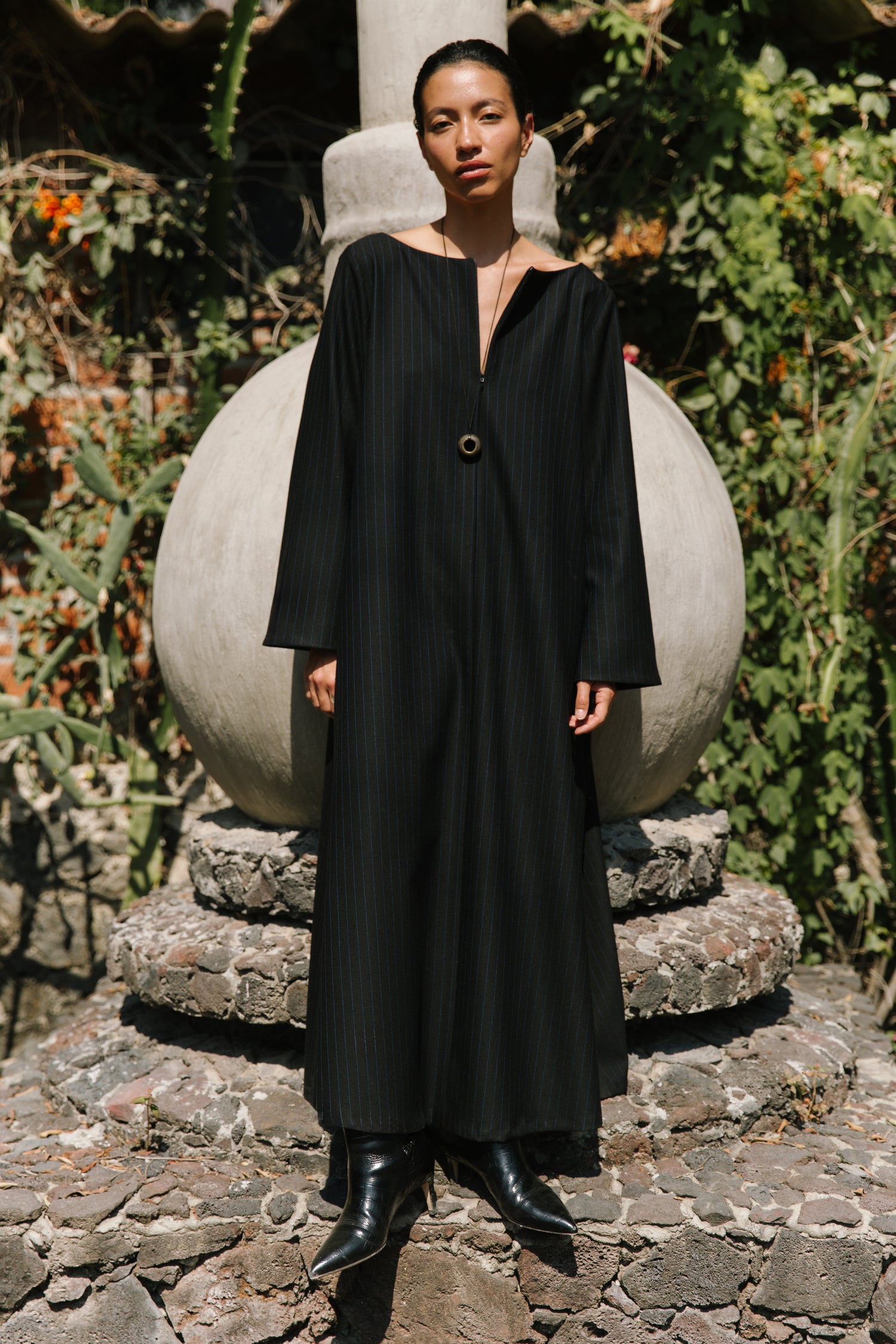 The Pinstripe Wool Kaftan