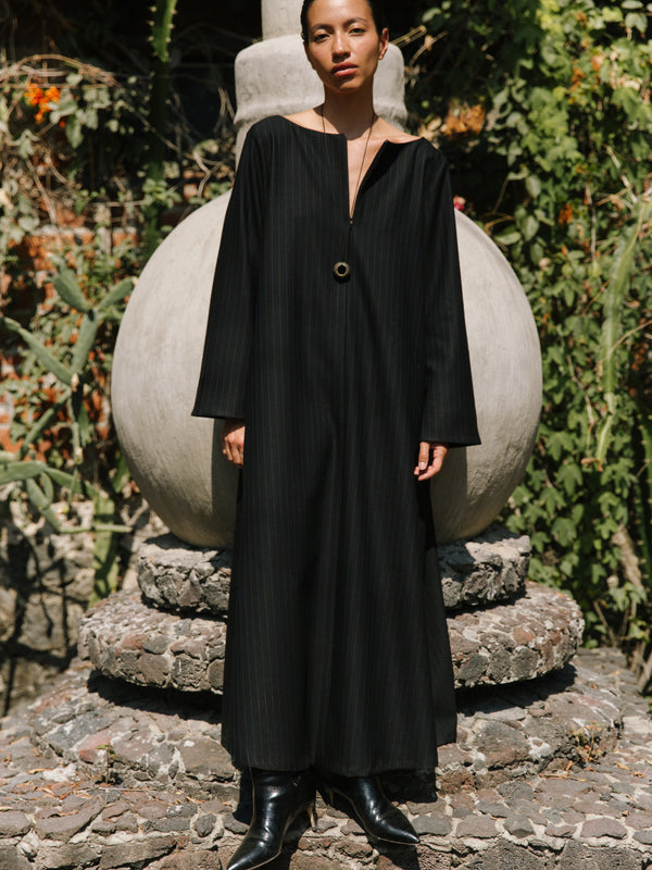 The Pinstripe Wool Kaftan
