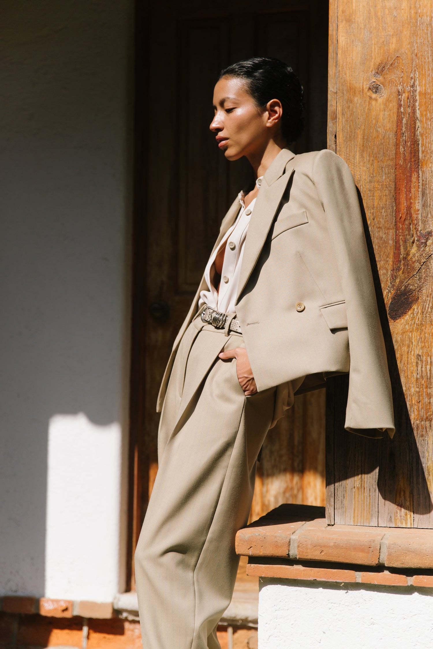 The Pinstripe Wool Barrel Trouser