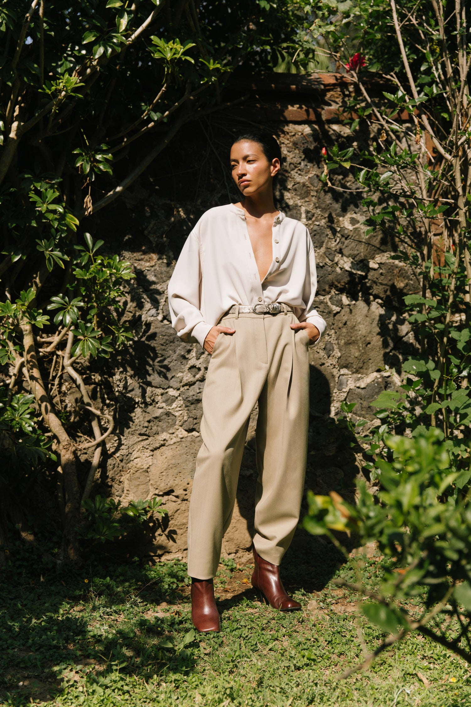 The Pinstripe Wool Barrel Trouser
