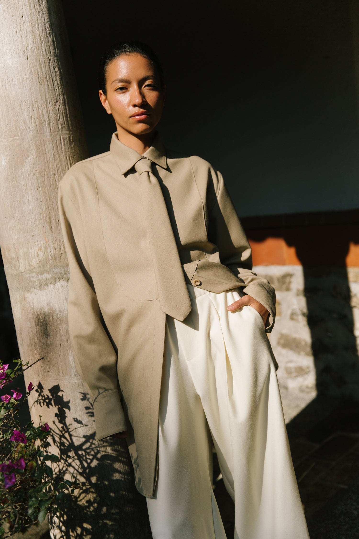 The Pinstripe Wool Tuxedo Shirt