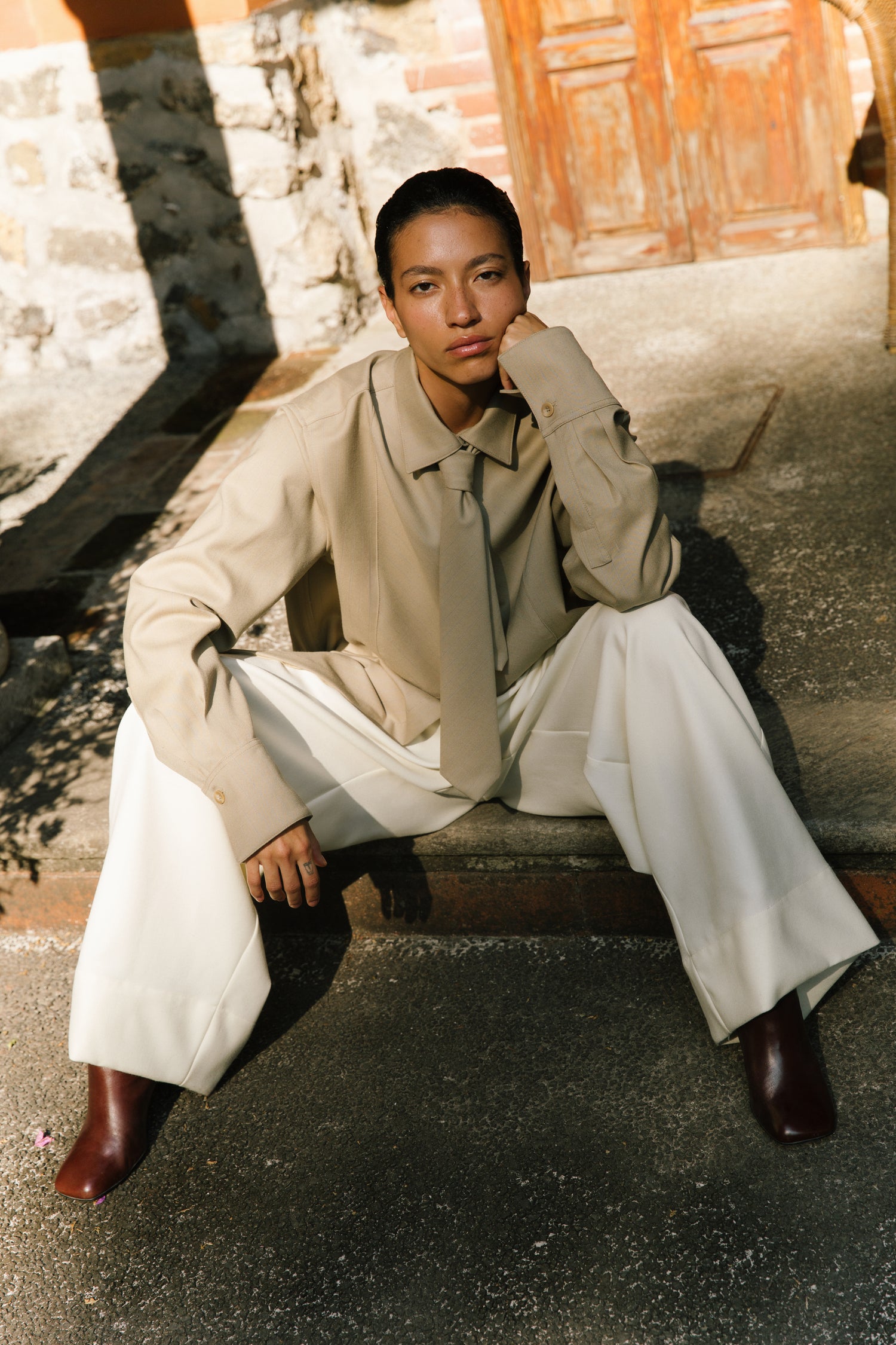 The Pinstripe Wool Tuxedo Shirt