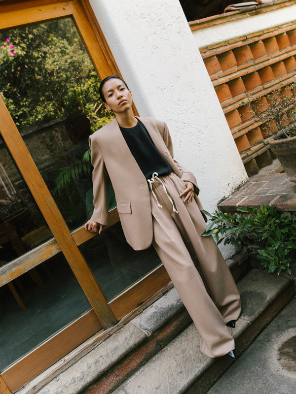 The Wool Collarless Blazer