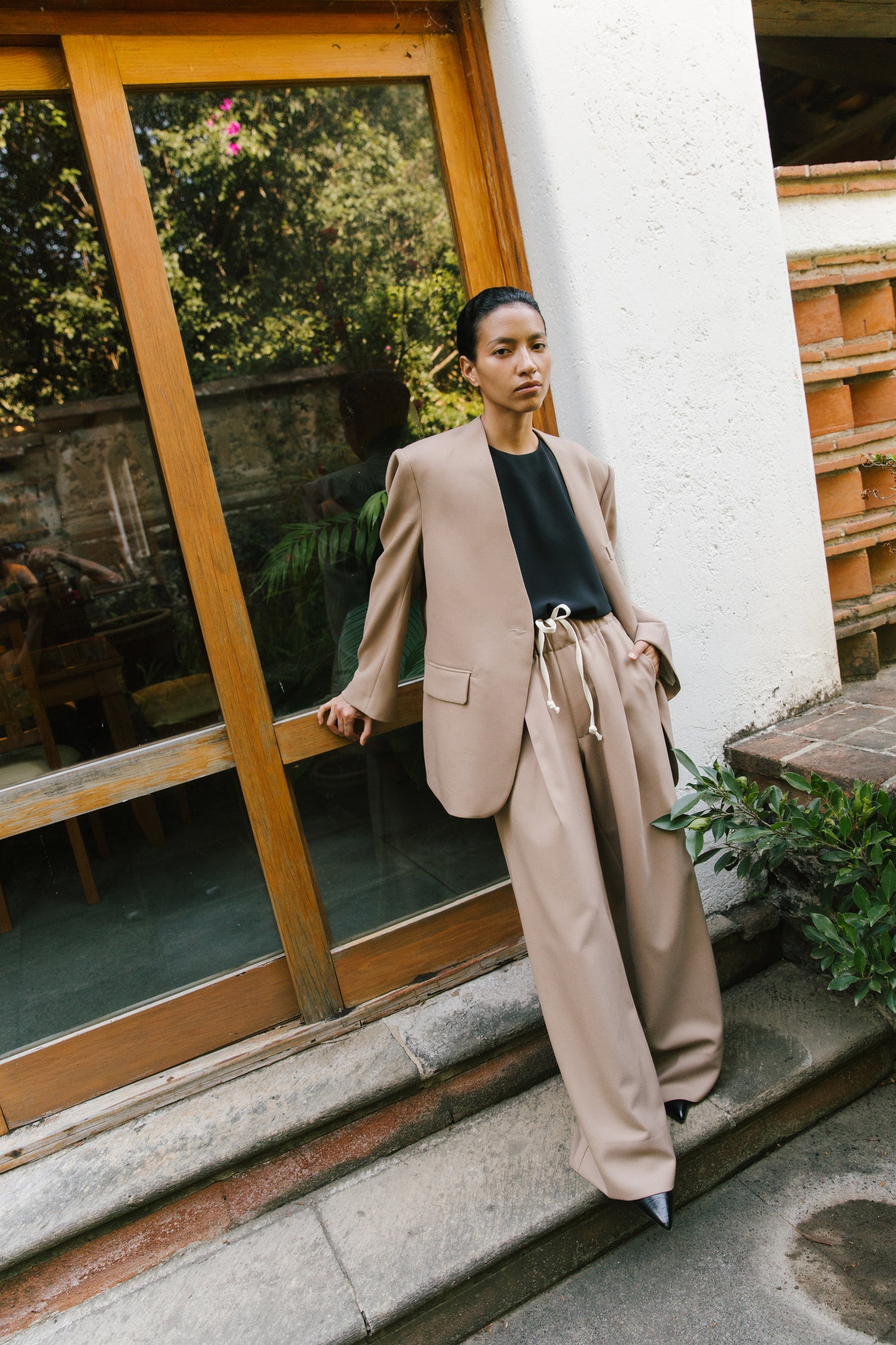 The Wool Collarless Blazer