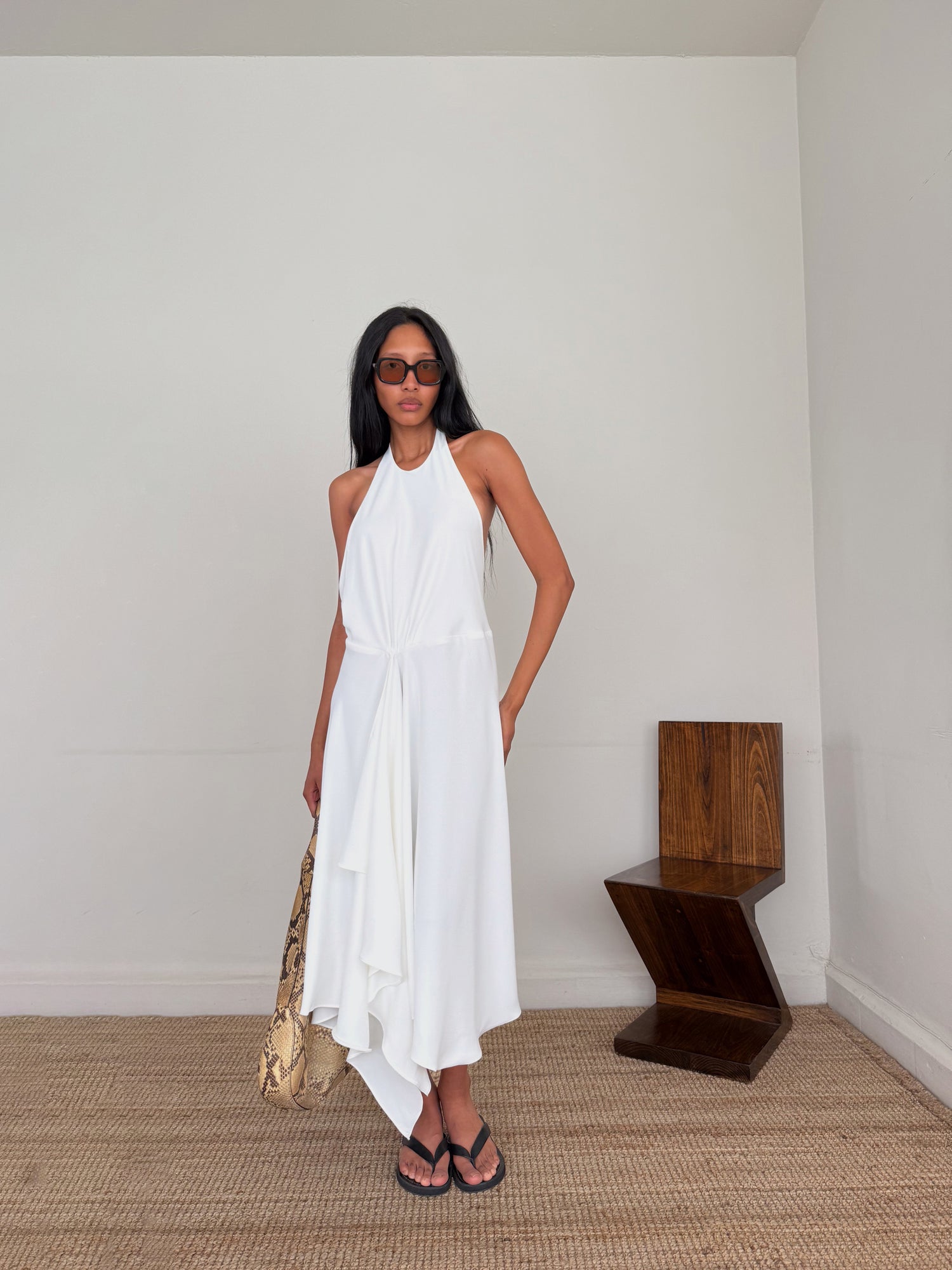The Crepe Asymmetrical Halter Dress
