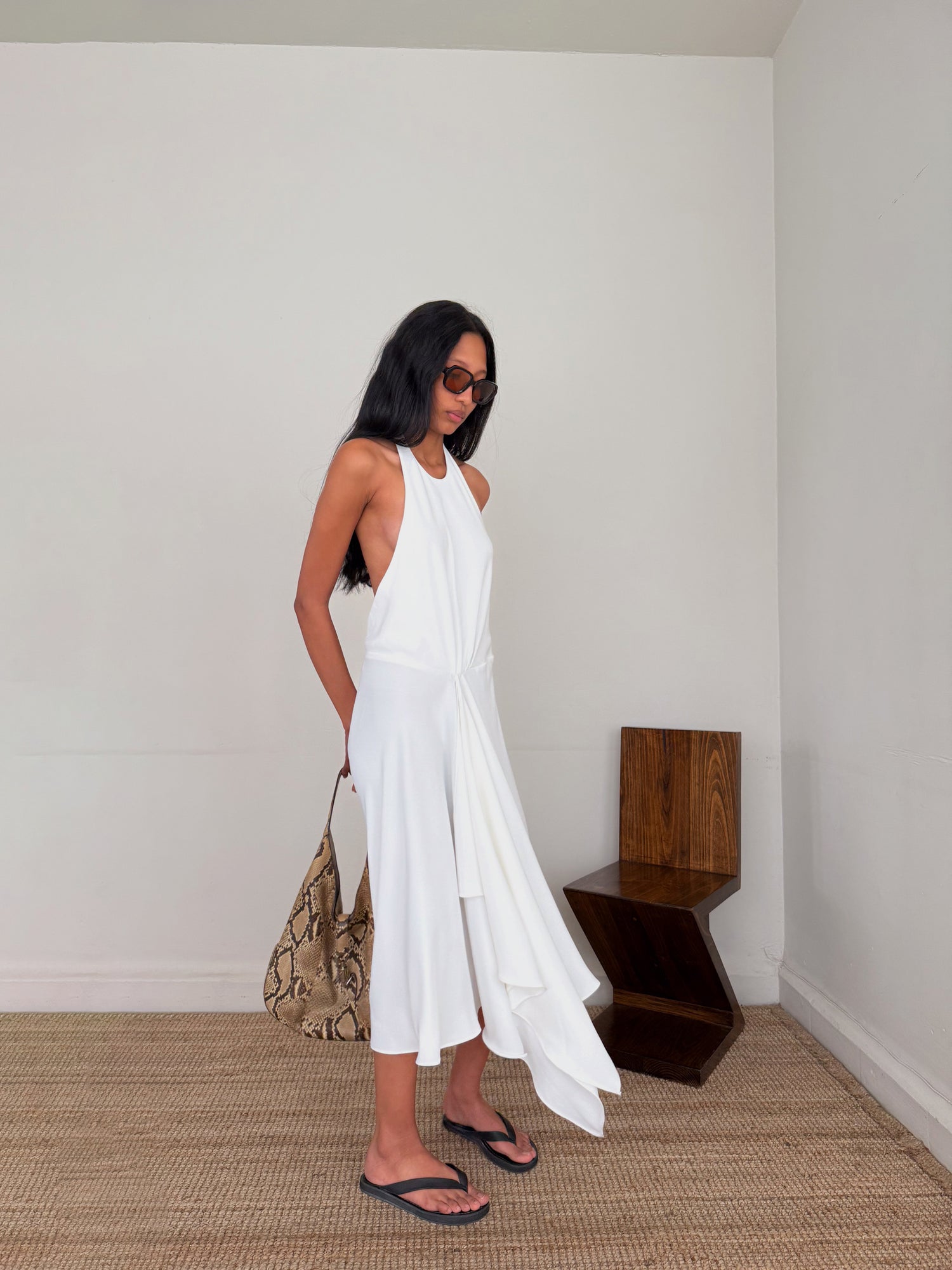 The Crepe Asymmetrical Halter Dress