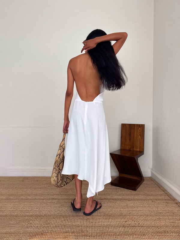 The Crepe Asymmetrical Halter Dress
