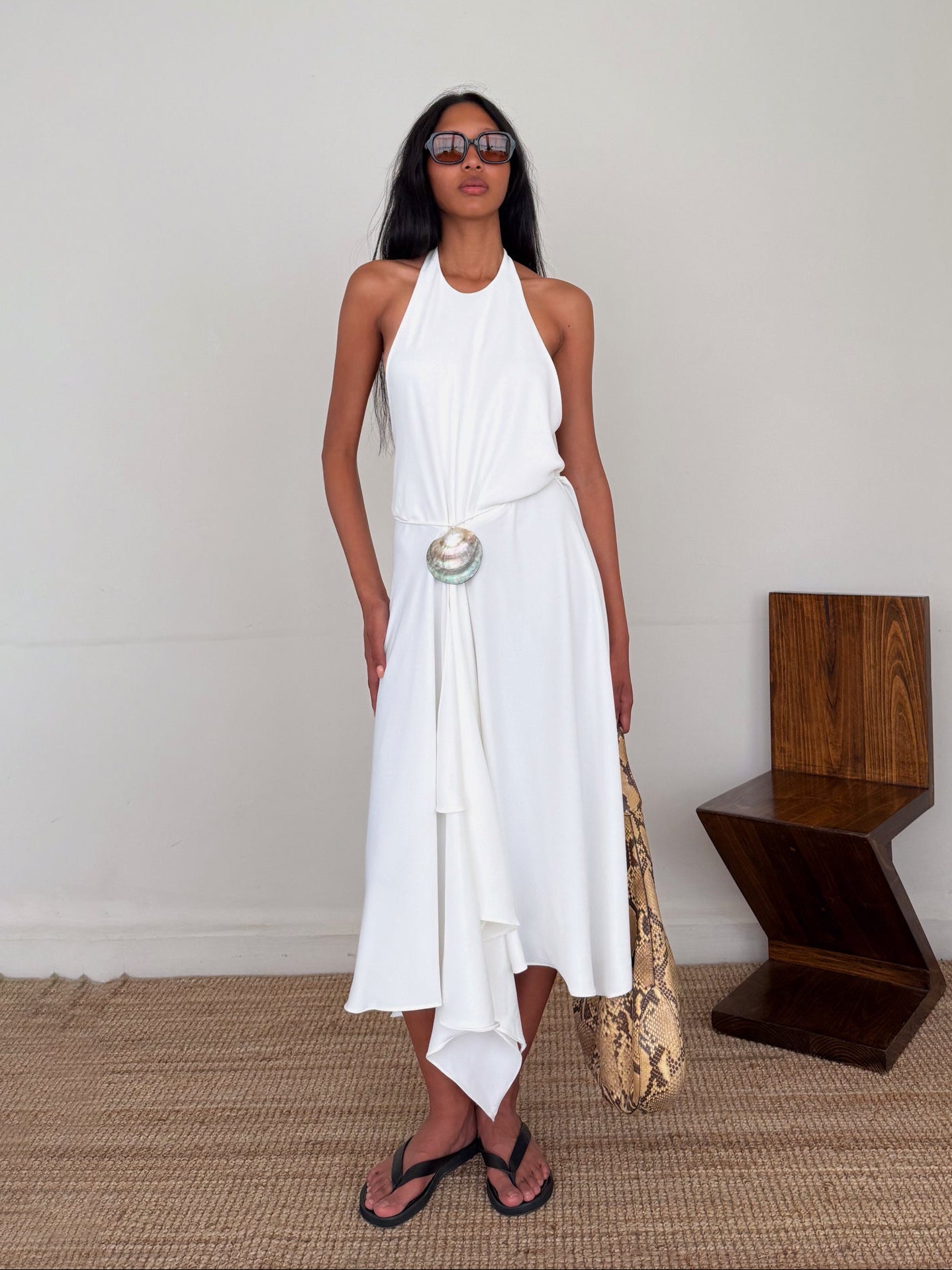 The Crepe Asymmetrical Halter Dress