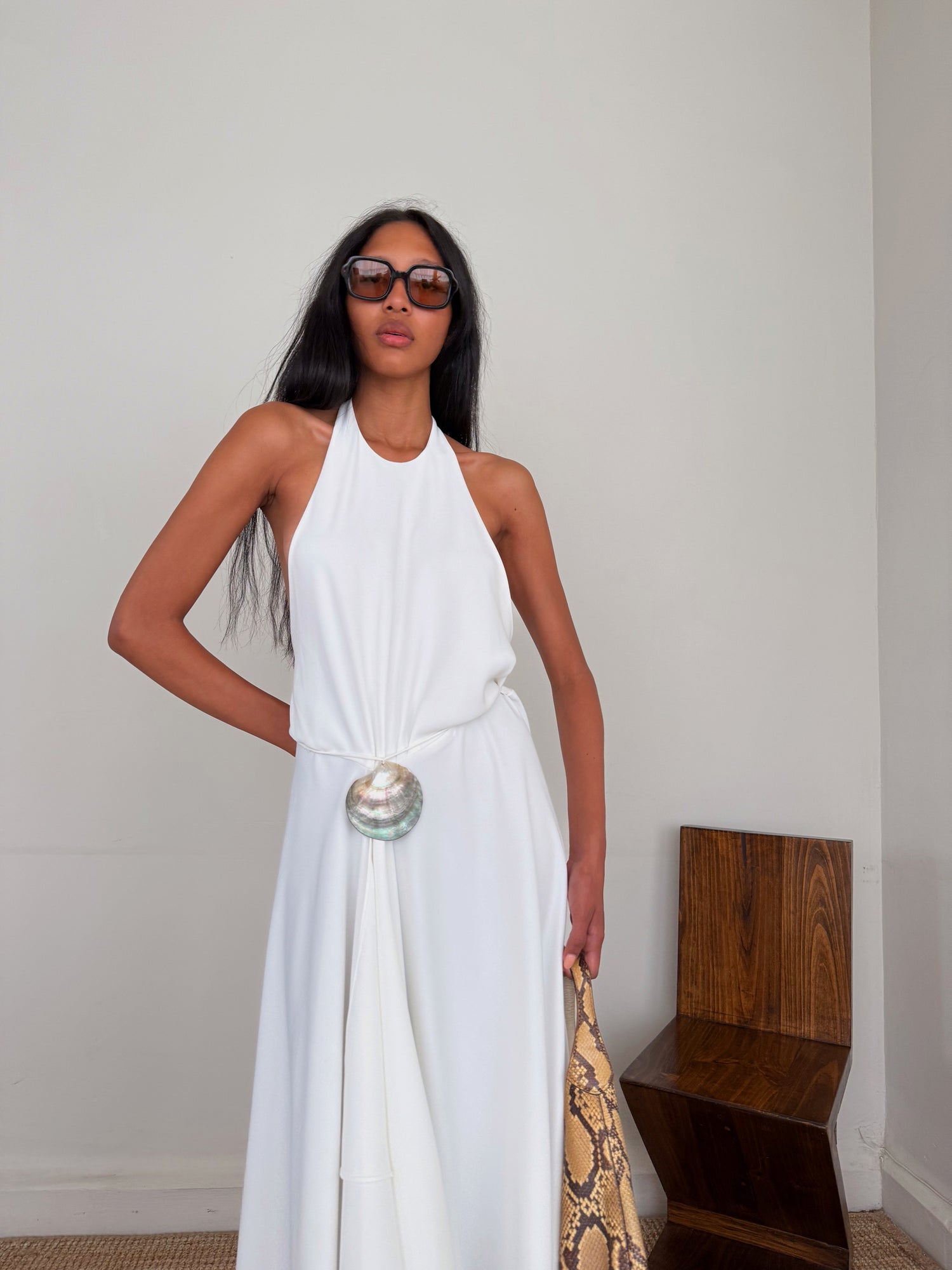 The Crepe Asymmetrical Halter Dress
