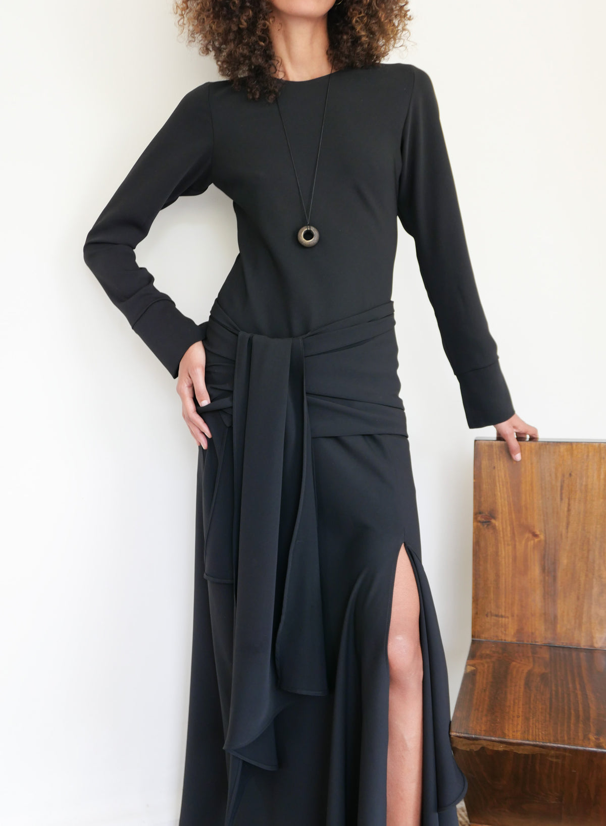 The Crepe Asymmetrical Bias Dress  SLOAN