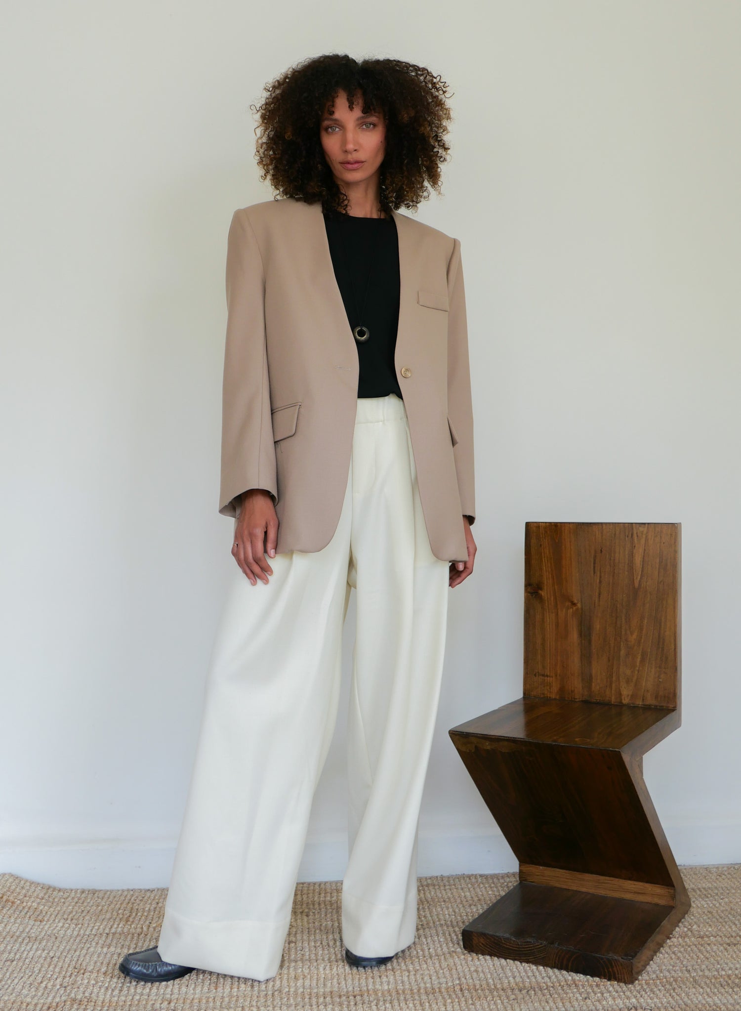 The Wool Collarless Blazer