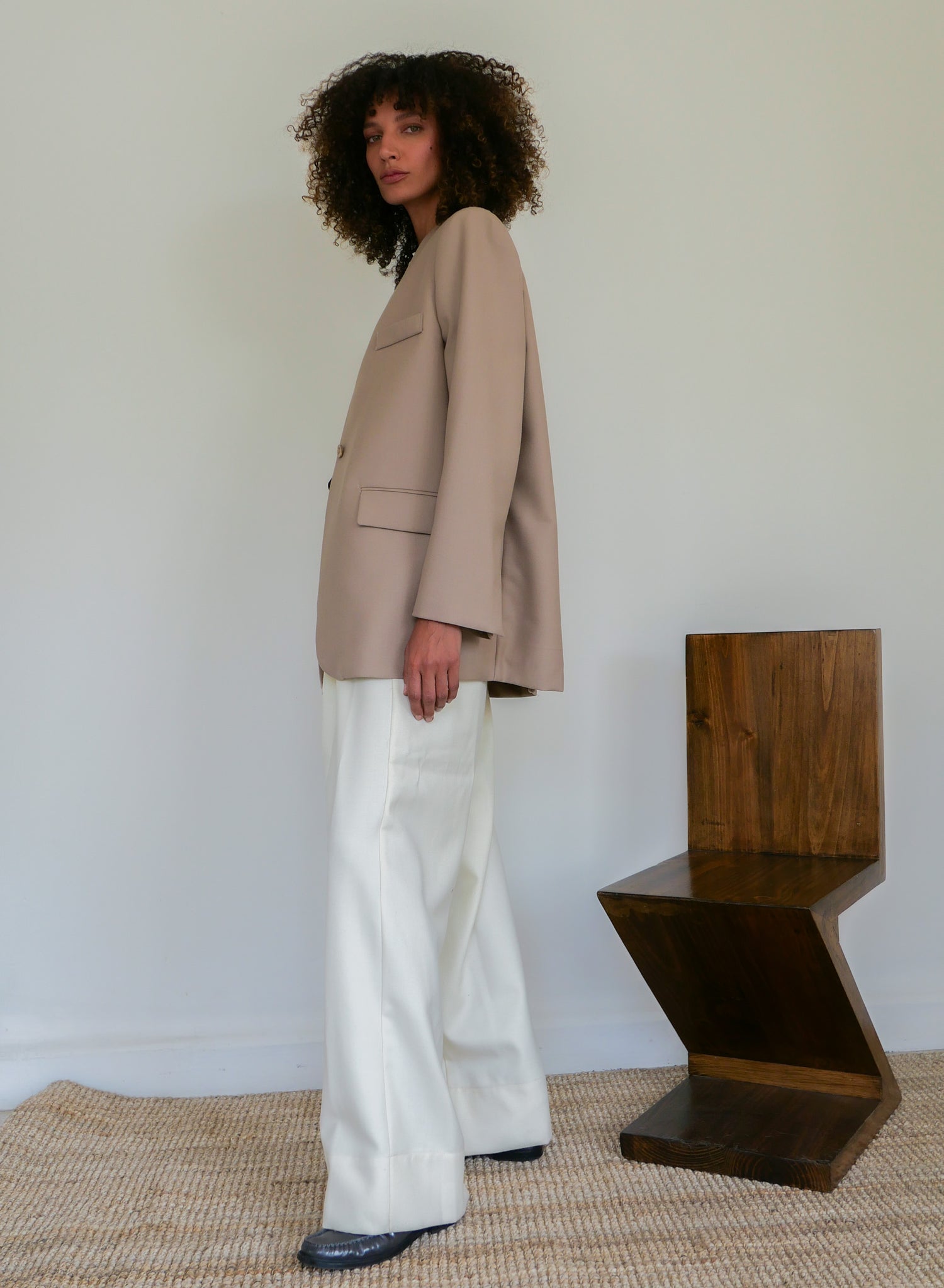 The Wool Collarless Blazer