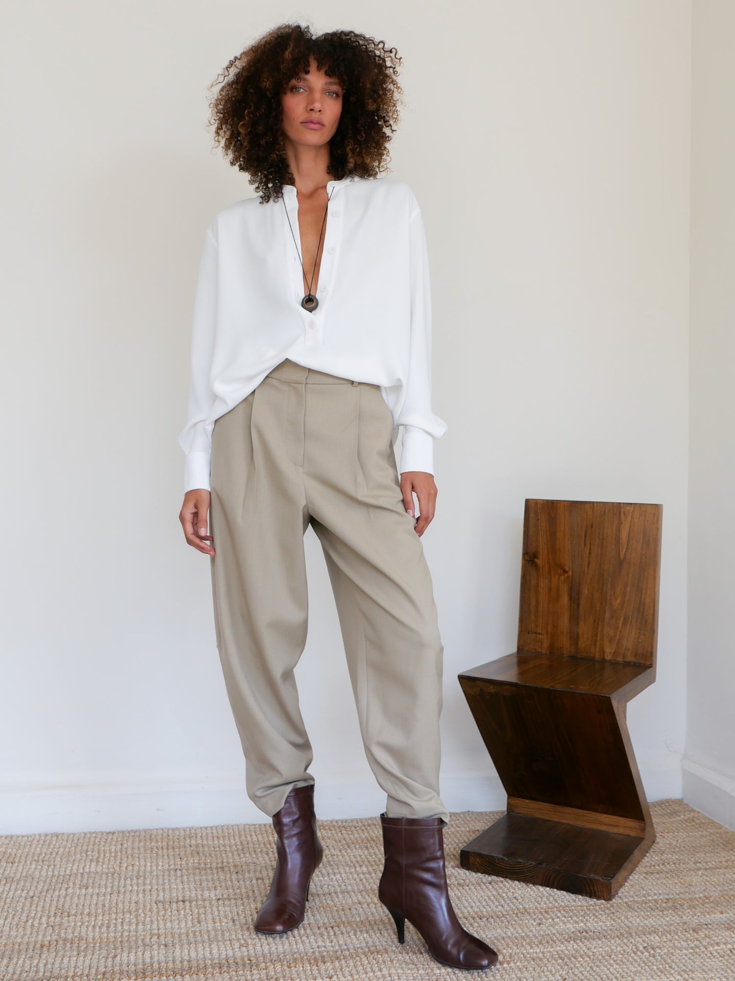 The Pinstripe Wool Barrel Trouser