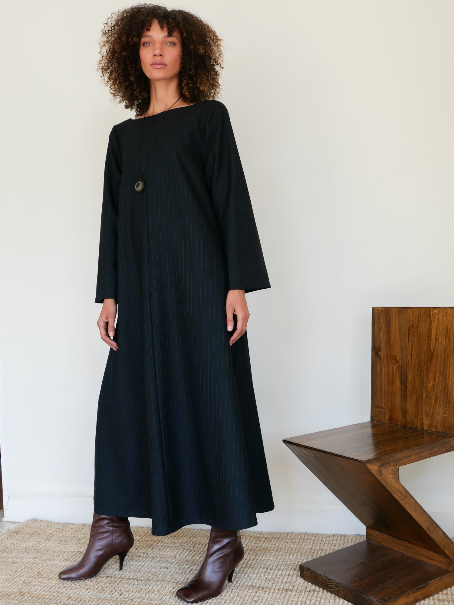 The Pinstripe Wool Kaftan