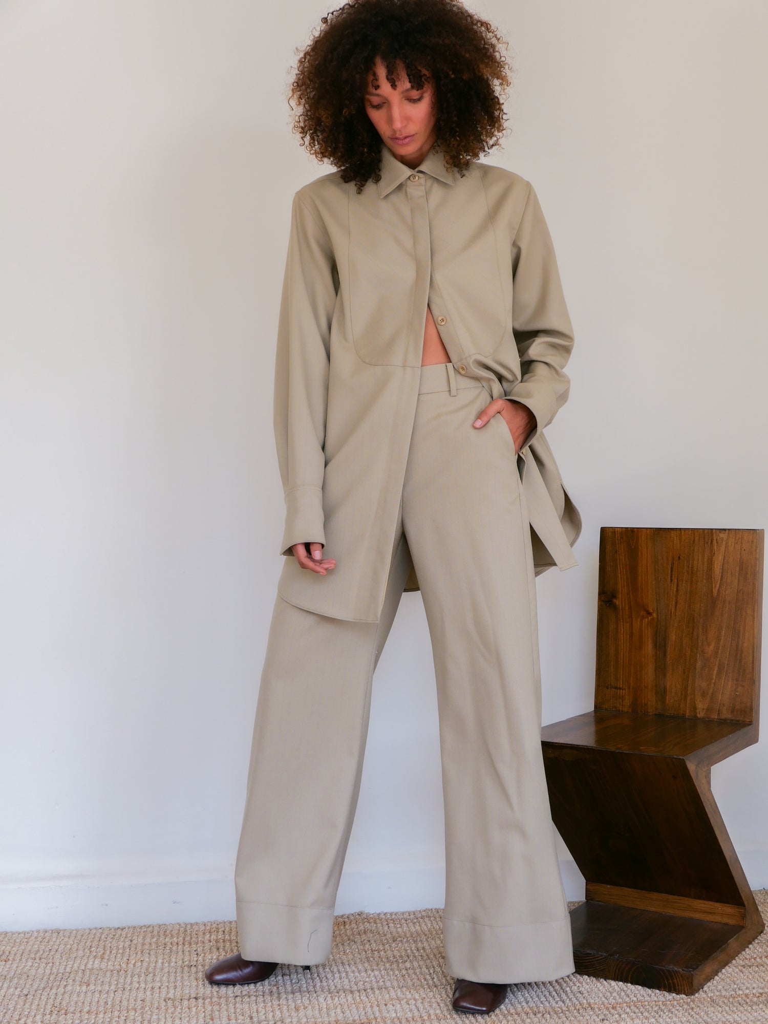 The Pinstripe Wool Tuxedo Shirt