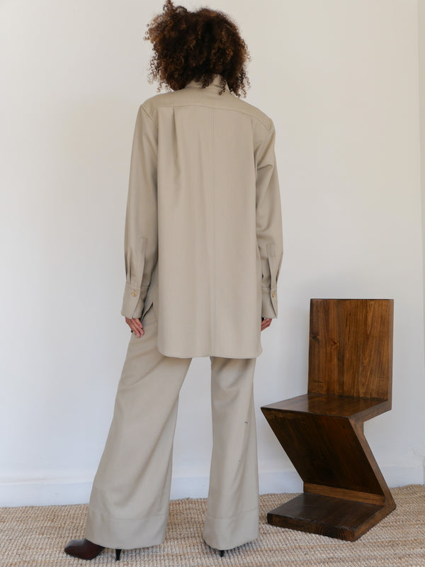 The Pinstripe Wool Tuxedo Shirt