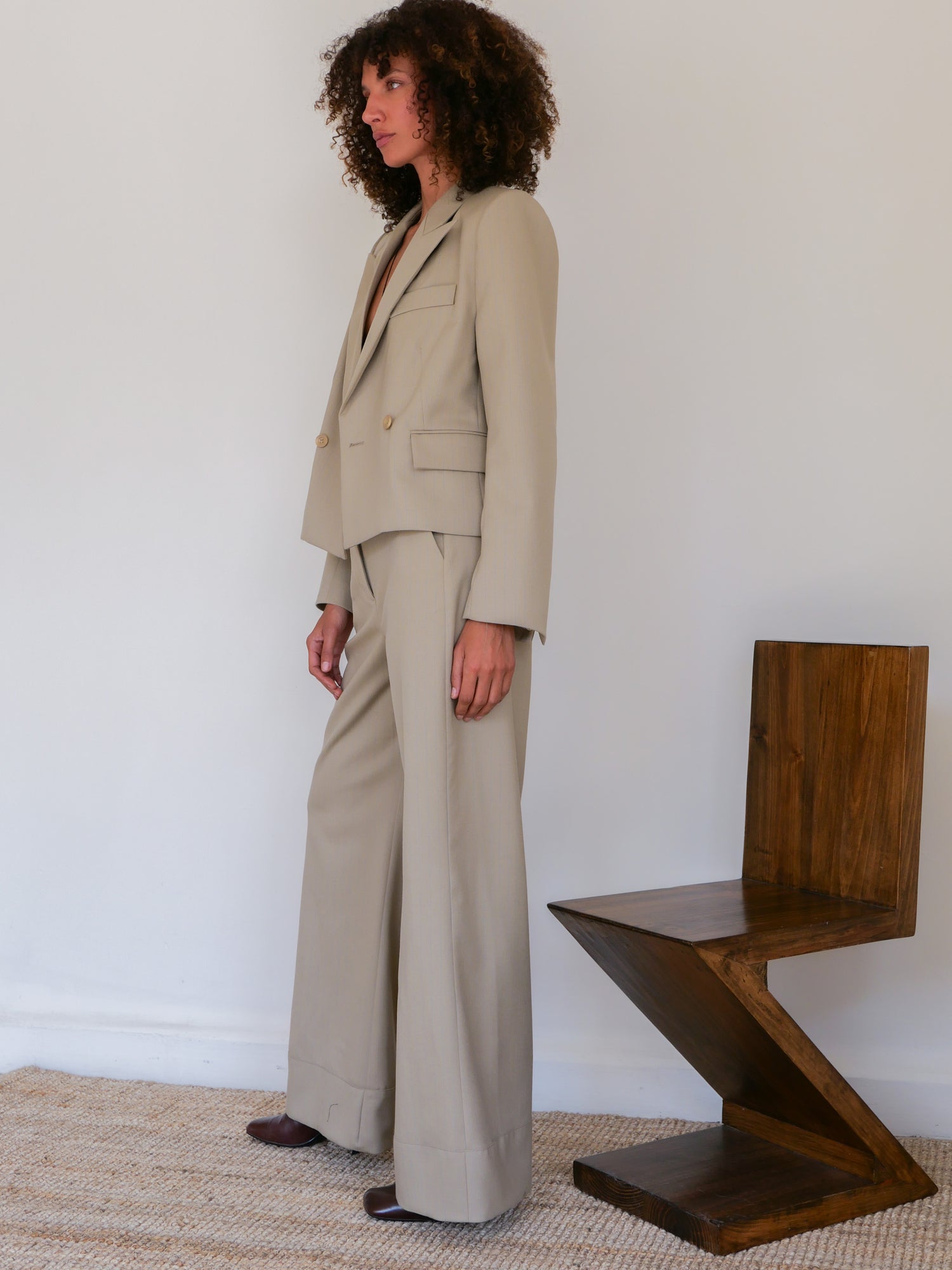 The Pinstripe Tuxedo Blazer in Yellow/Blue
