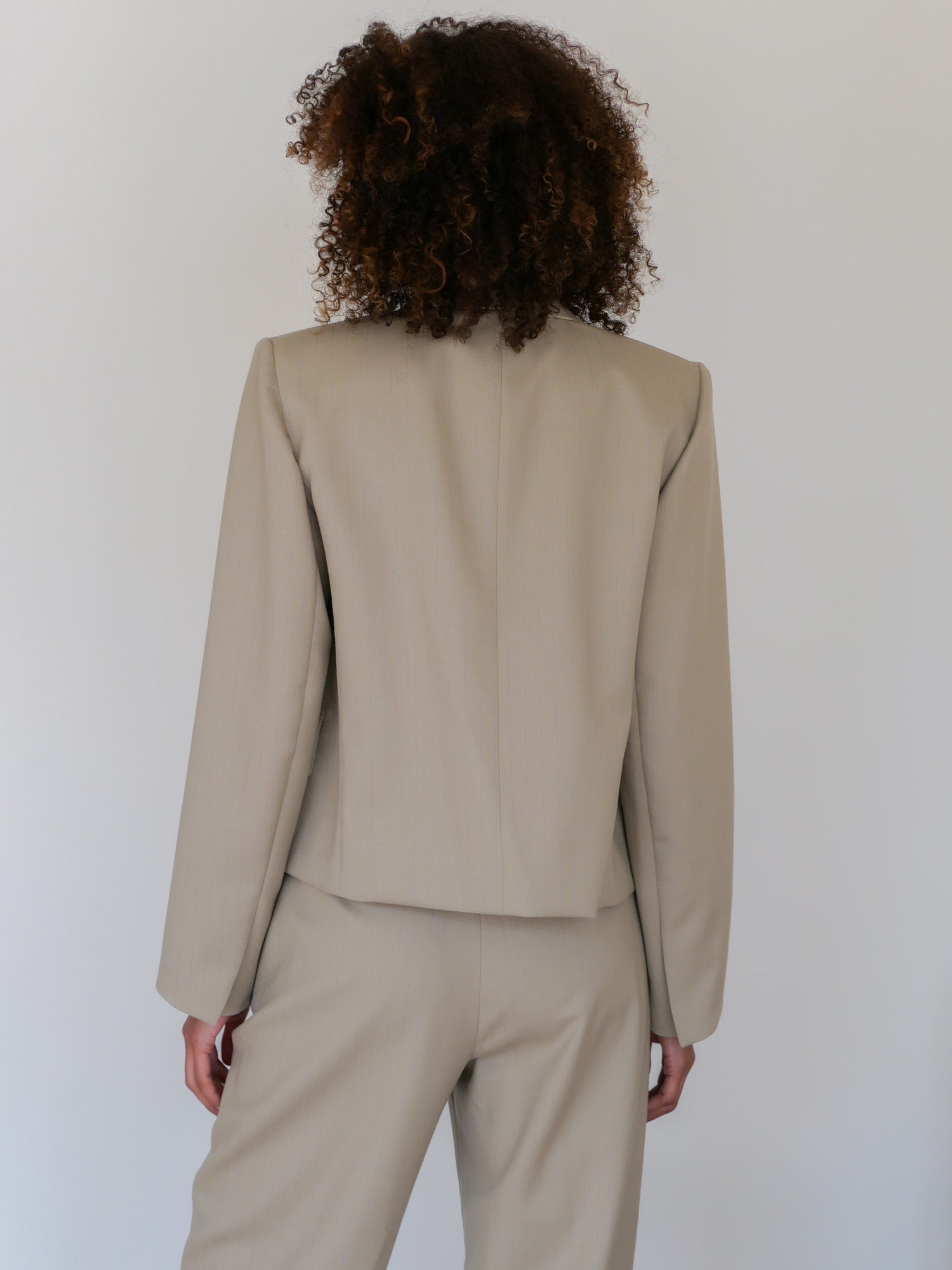 The Pinstripe Tuxedo Blazer in Yellow/Blue