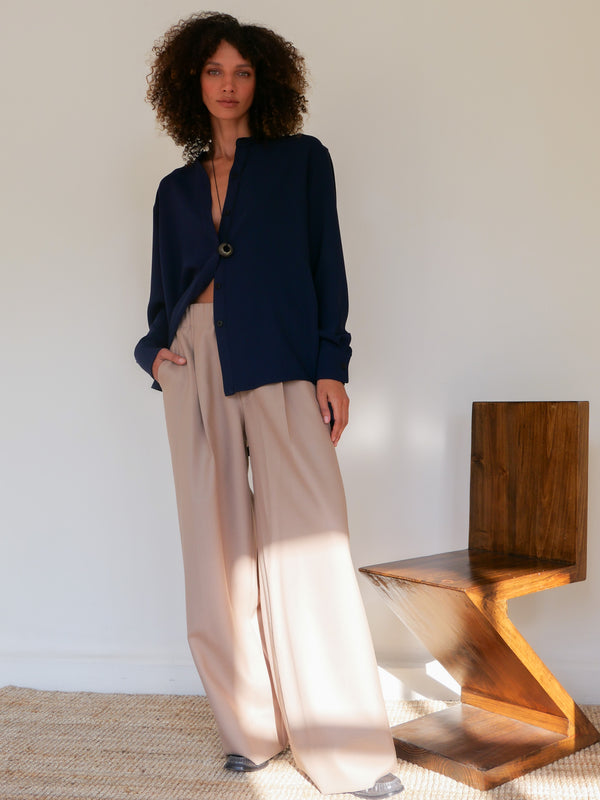 The Collarless Button Down