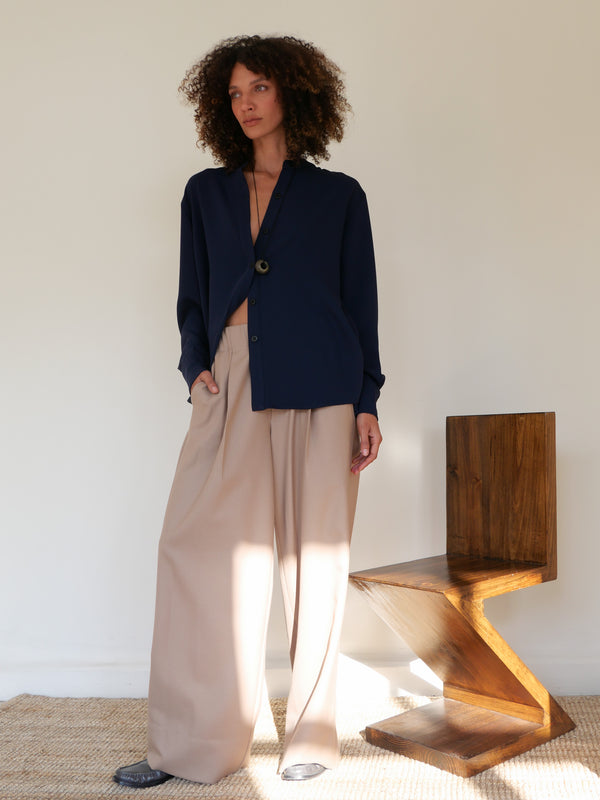 The Collarless Button Down