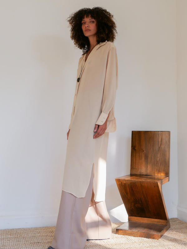 The Chiffon Boyfriend Shirt Dress
