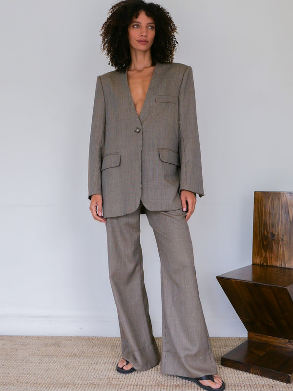 The Stripe Collarless Blazer