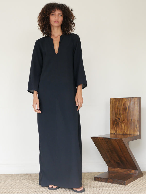 The Wool Crepe V-Neck Kaftan