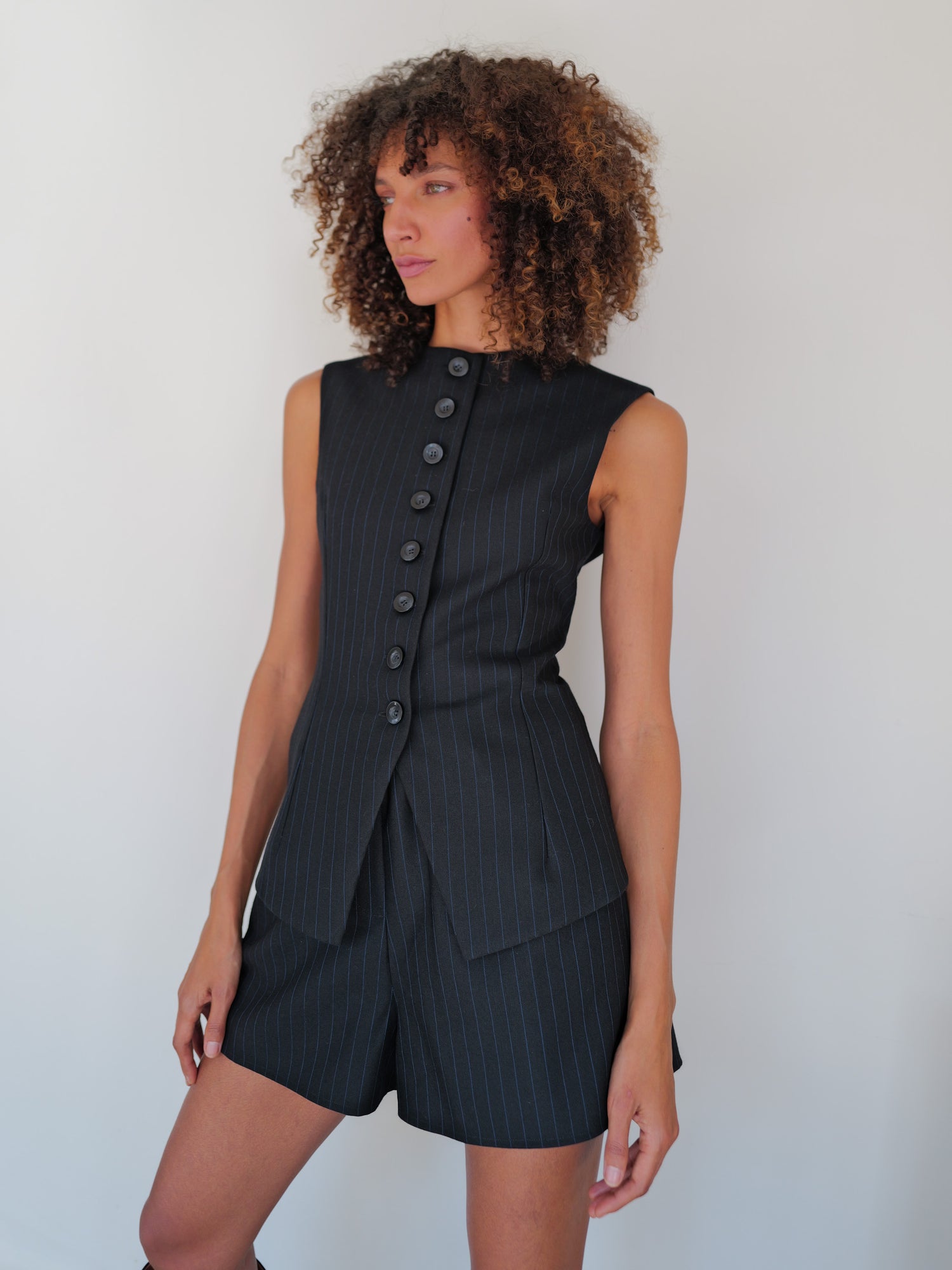 The Pinstripe Wool Sculpted Vest
