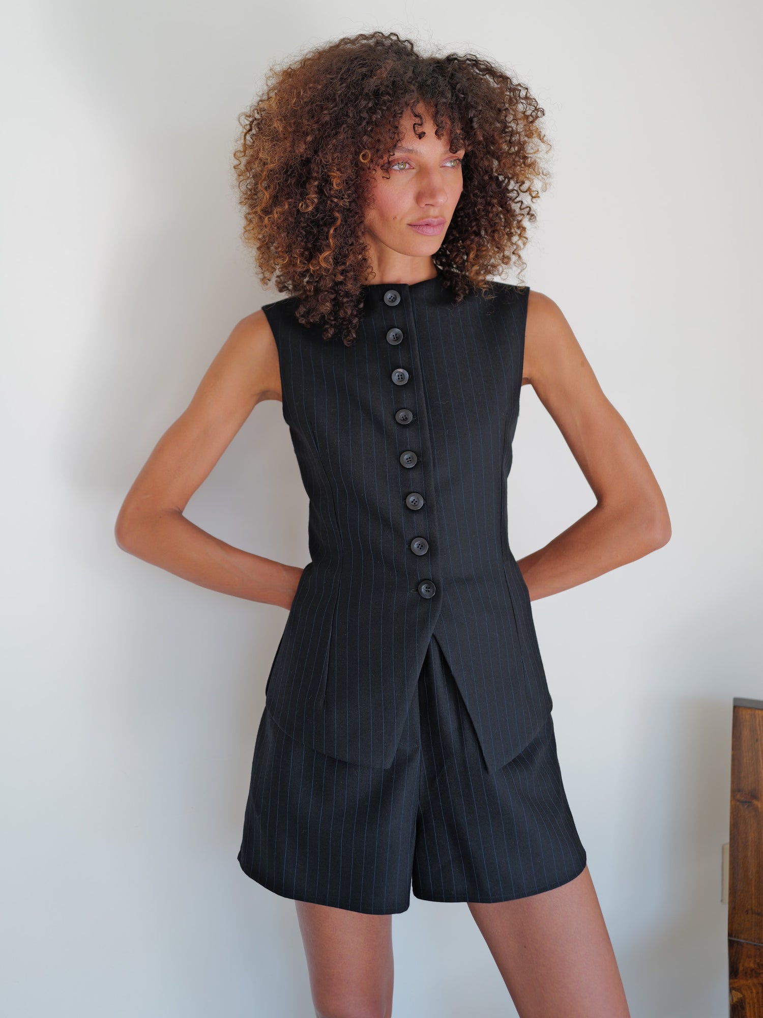 The Pinstripe Wool Sculpted Vest