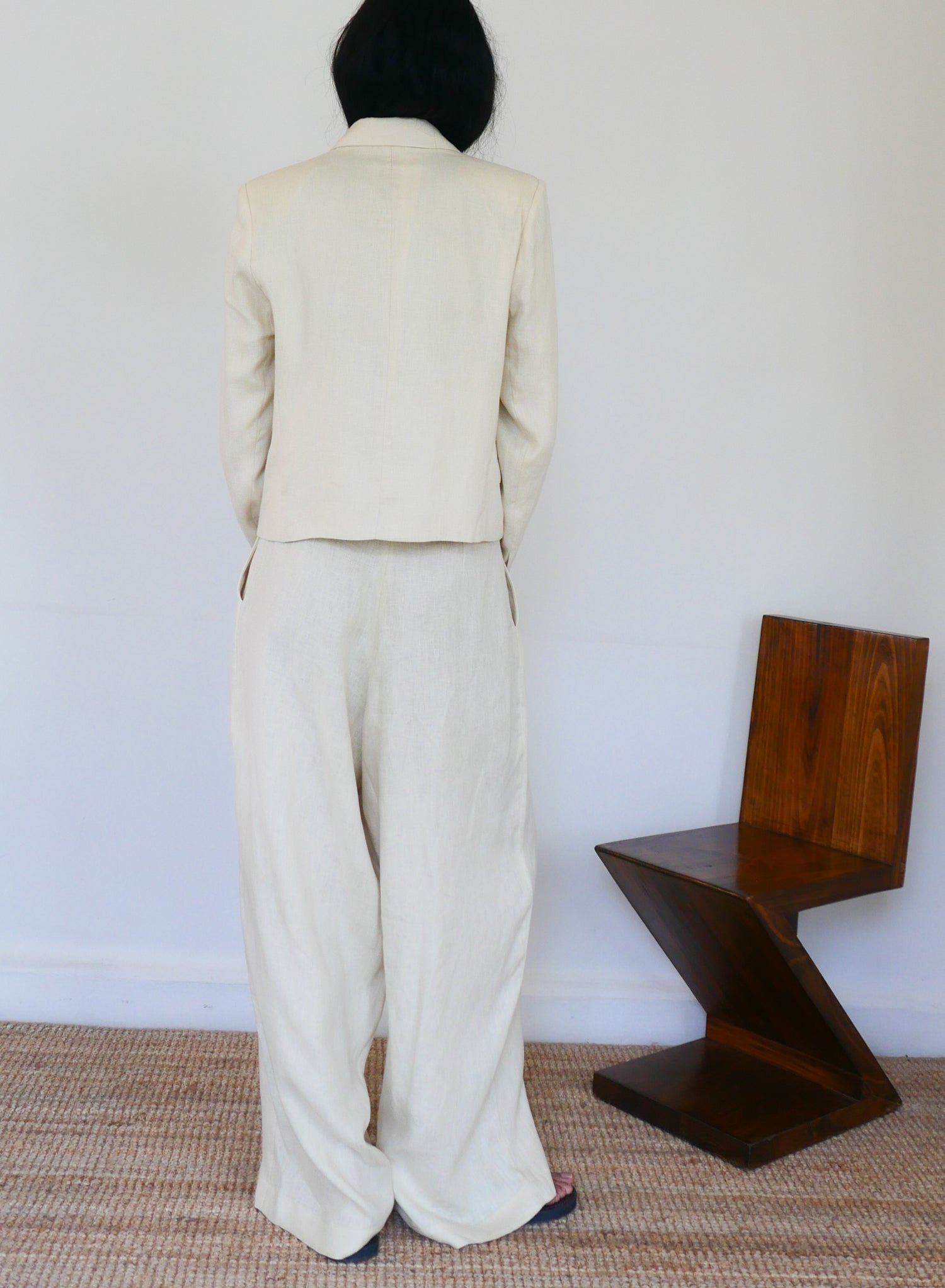 The Linen Wide Leg Pleated Trouser