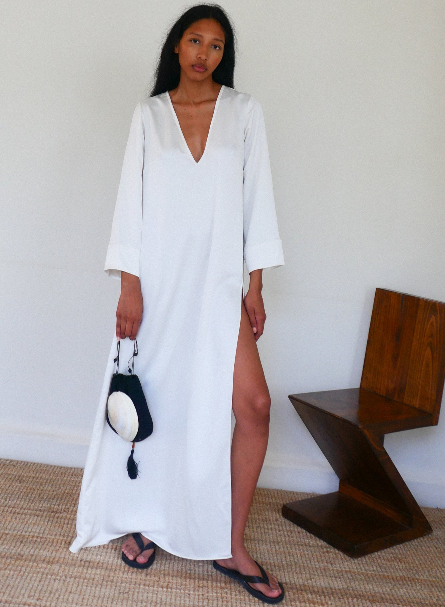 The Satin V Neck Kaftan