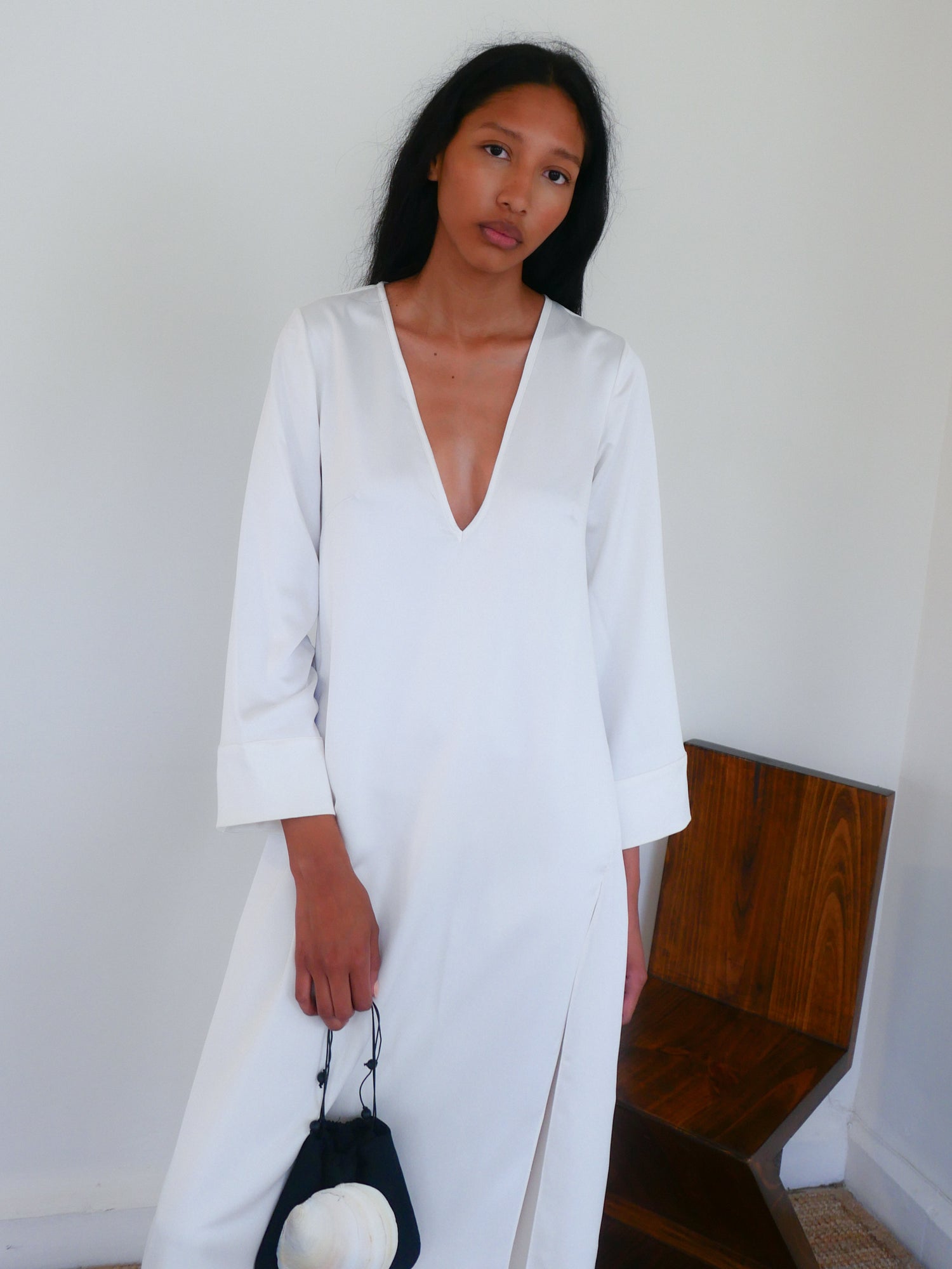 The Satin V Neck Kaftan