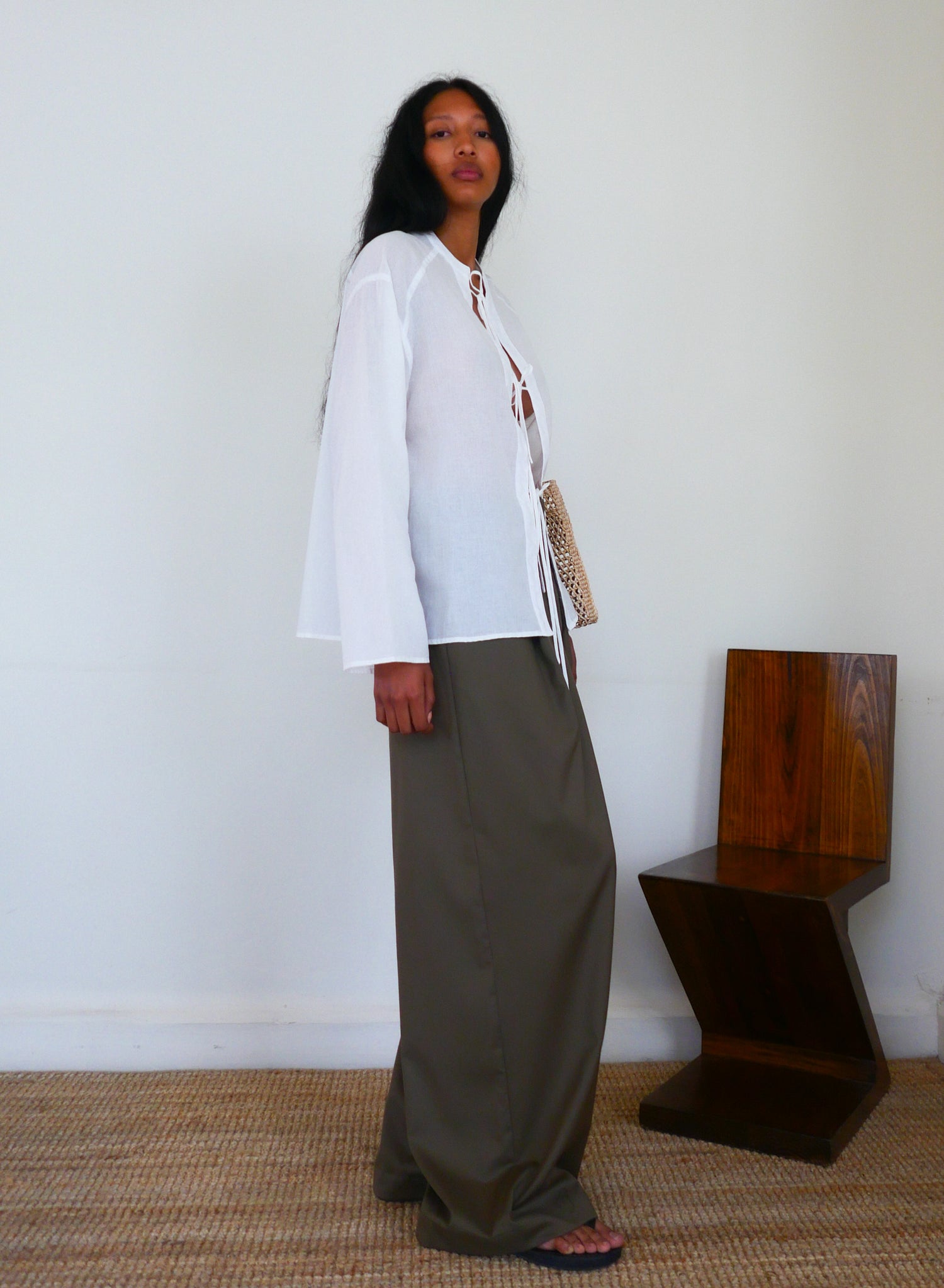 The Summer Wool Wide Leg Pleated Trouser