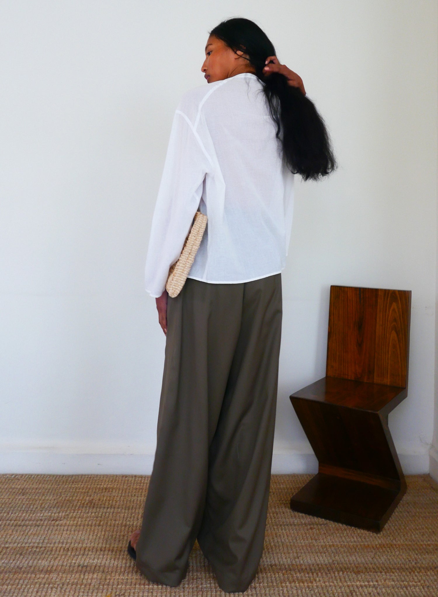 The Summer Wool Wide Leg Pleated Trouser