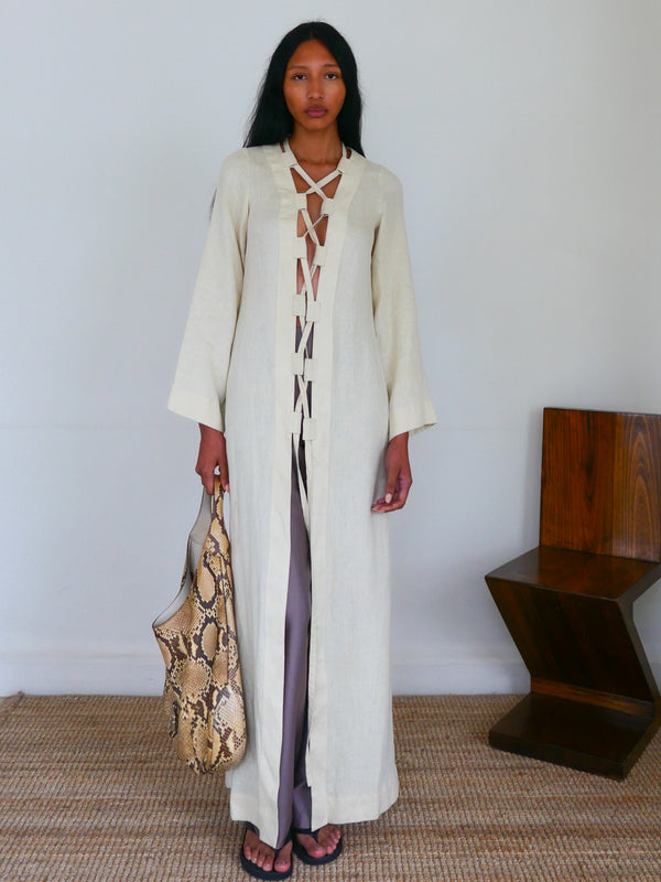 The Linen Lace-Up Duster