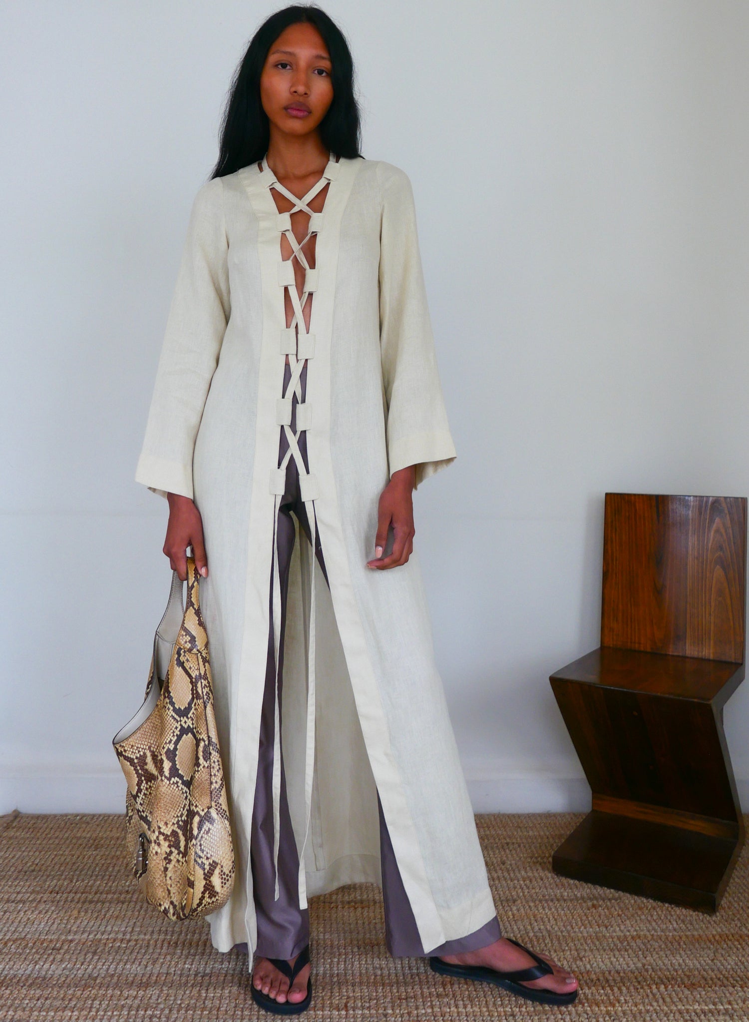 The Linen Lace-Up Duster