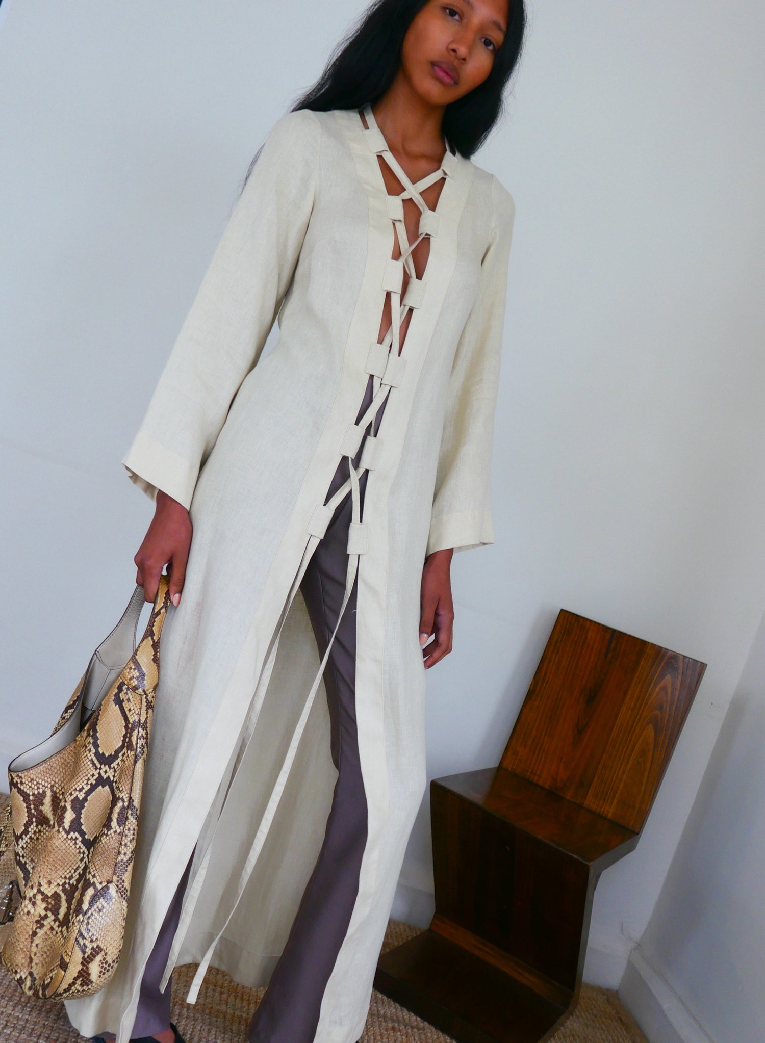 The Linen Lace-Up Duster