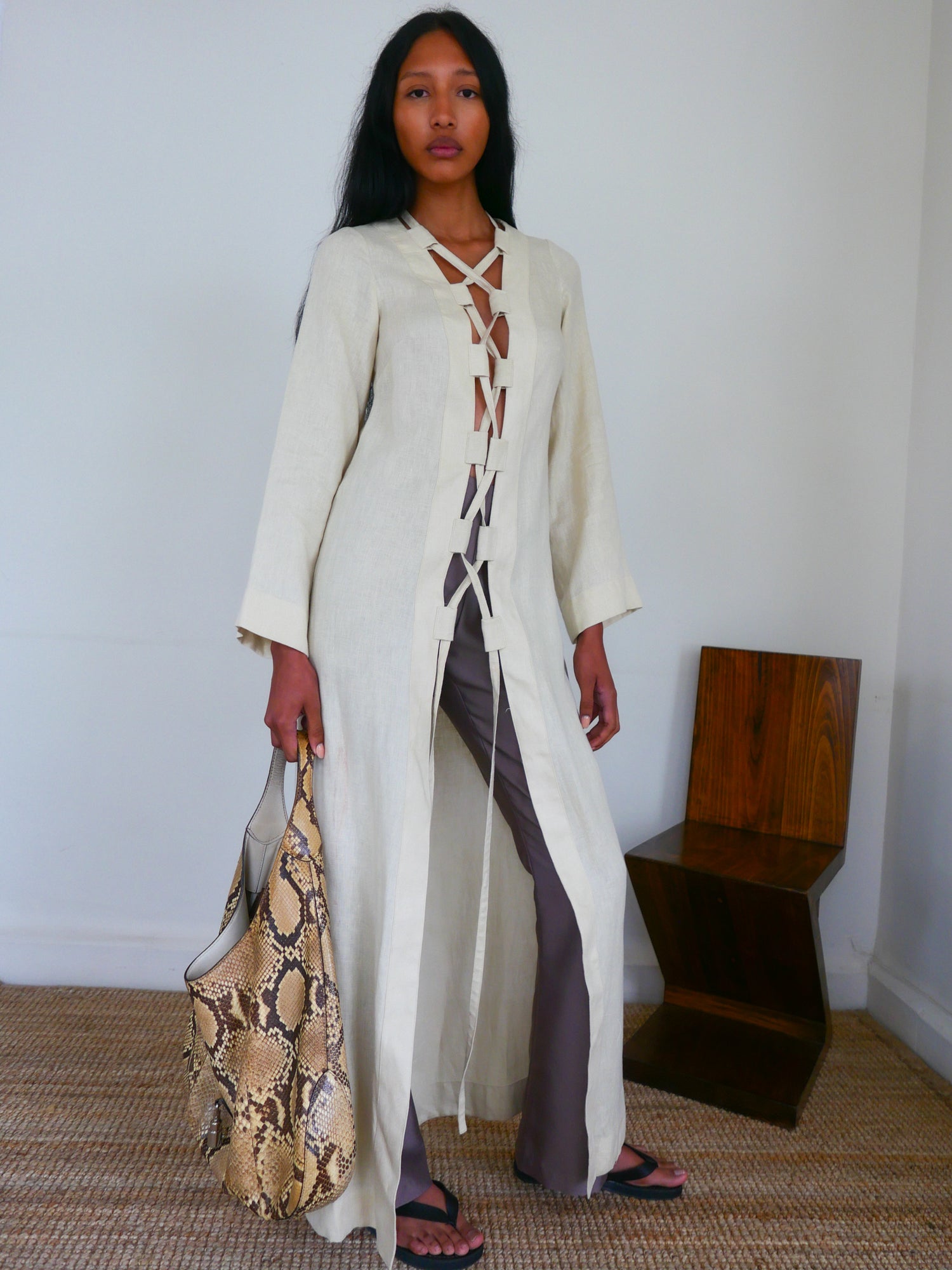 The Linen Lace-Up Duster