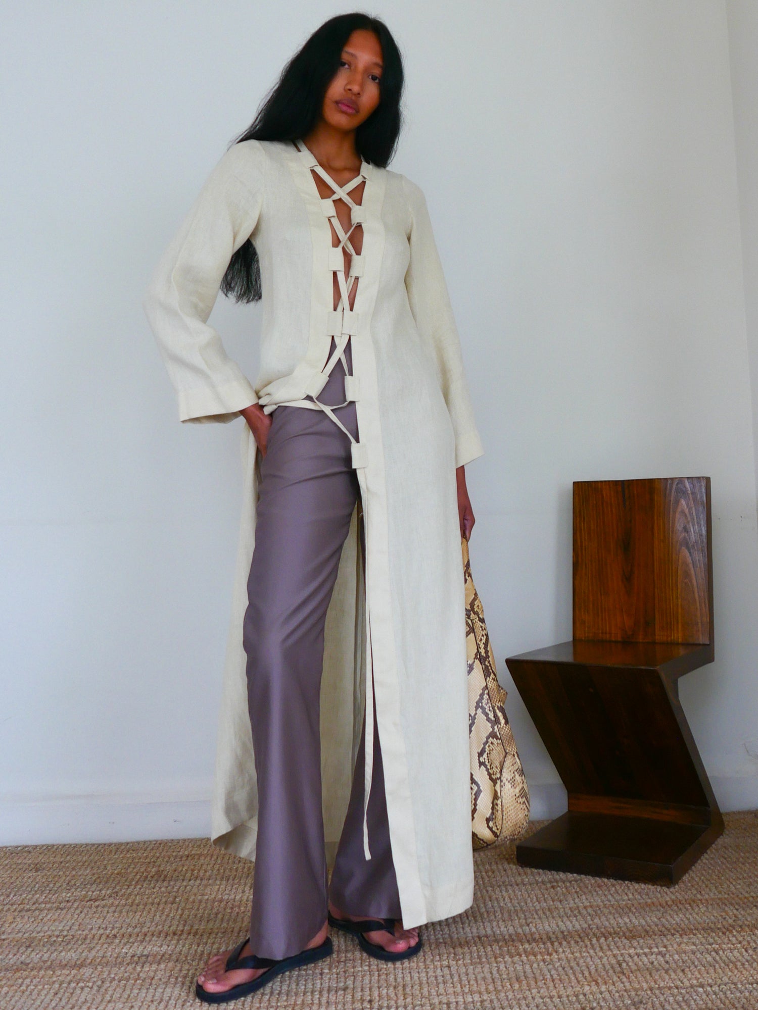The Linen Lace-Up Duster
