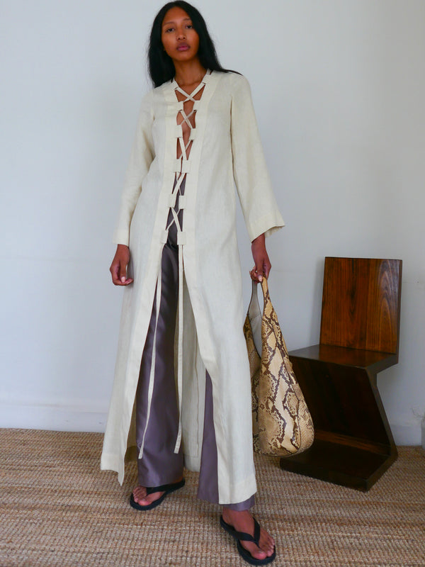 The Linen Lace-Up Duster